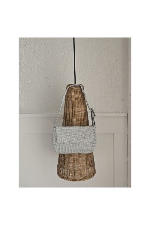 Kadın Parlak Silver Toka Detaylı Taş Dokuma Omuz Çantası