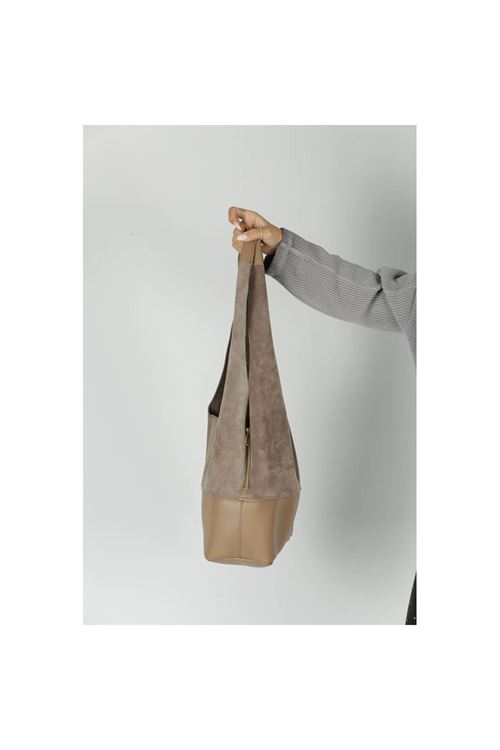 Kadın Krem Süet Ek Portföyl Büyük Boy Omuz Çantası