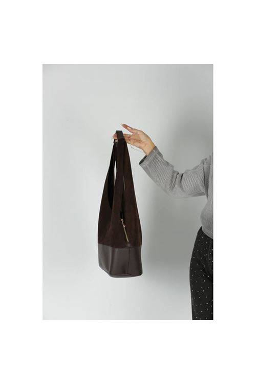 Kadın Acı Kahve Süet Ek Portföyl Büyük Boy Omuz Çantası