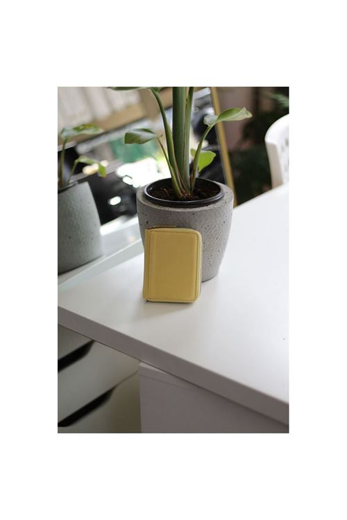 Kadın Sarı Gerçek Deri Kartlık