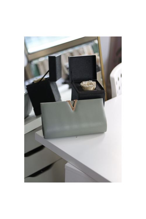 Kadın Mint Yeşili Gold Toka Detaylı Zincirli Abiye El Çantası