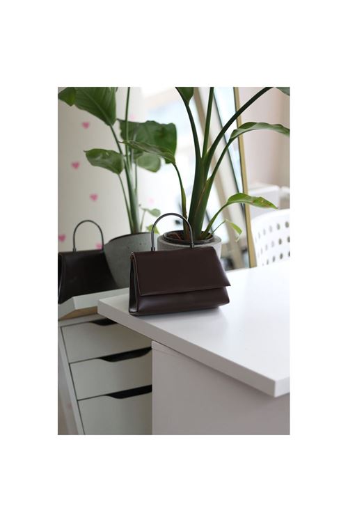 Kadın Acı Kahve Mat Deri Metal Sap Detaylı El &amp;amp; Omuz Çantası