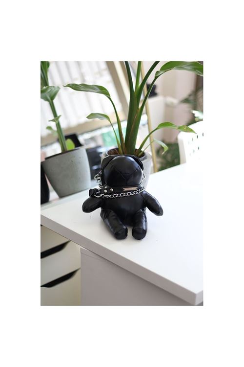 Siyah Ayıcık Maskot Detaylı Kalın Zincir Askılı Telefon Çantası