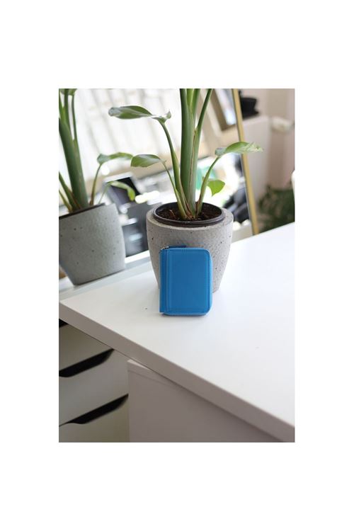 Kadın Mavi Gerçek Deri Kartlık