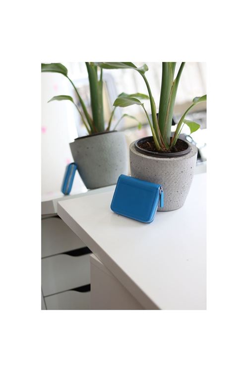 Kadın Mavi Gerçek Deri Kartlık