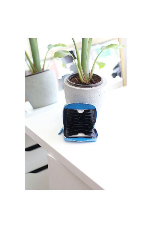 Kadın Mavi Gerçek Deri Kartlık