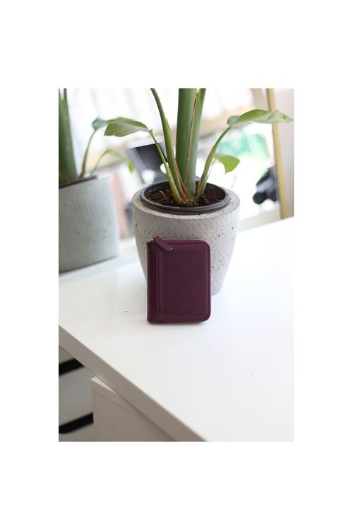 Kadın Mor Gerçek Deri Kartlık