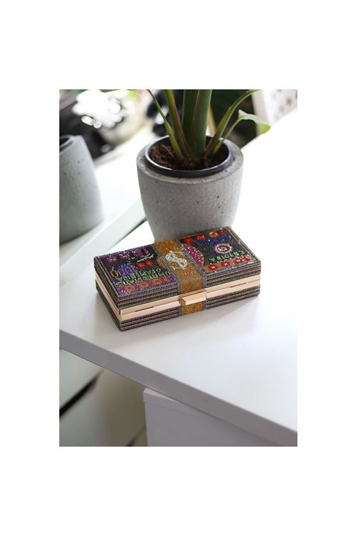 Kadın Gold Dolar Desenli Abiye Gece Çantası