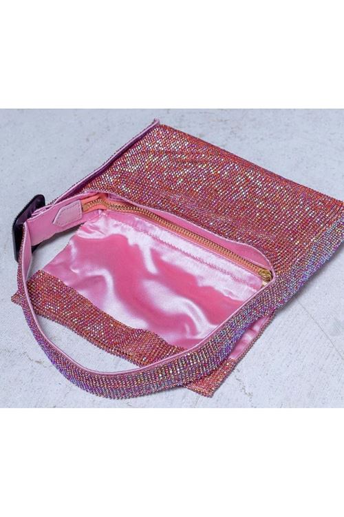 Kadın Pudra Toka Detaylı Taş Dokuma Omuz Çantası