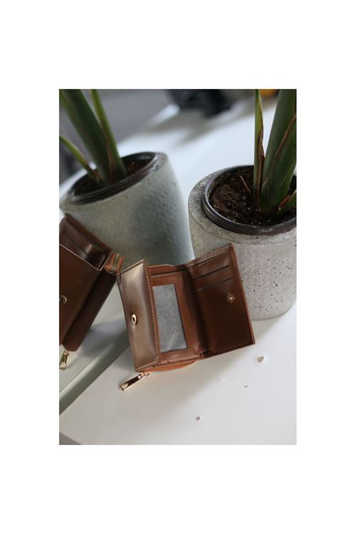 Taba Fermuar ve Kartlık Detaylı Mini Cüzdan