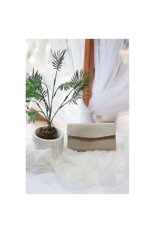 Kadın Simli Gold Mini Kutu Omuz Çantası