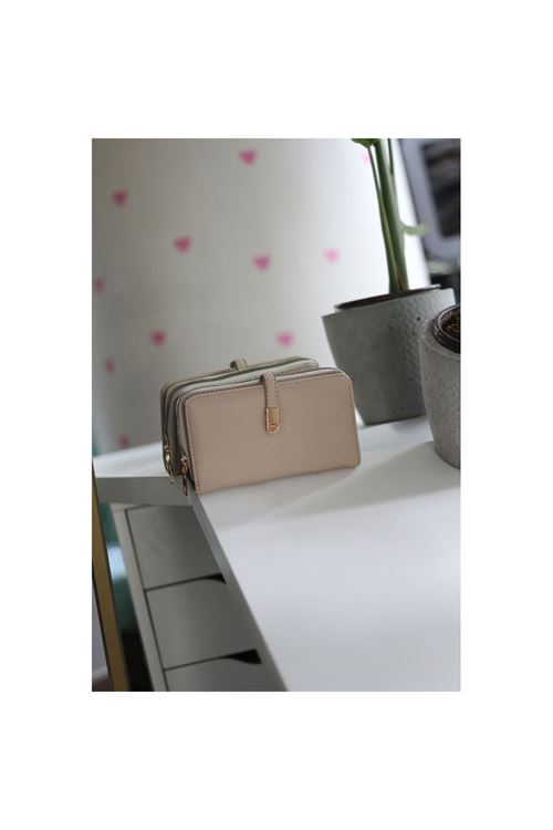 Kadın Vizon Gold Aksesuar Düğme Detaylı Cüzdan