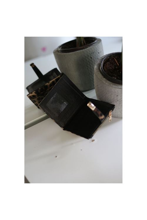 Kadın Leopar Kare Baklava Desenli Mini Kartlık Cüzdan