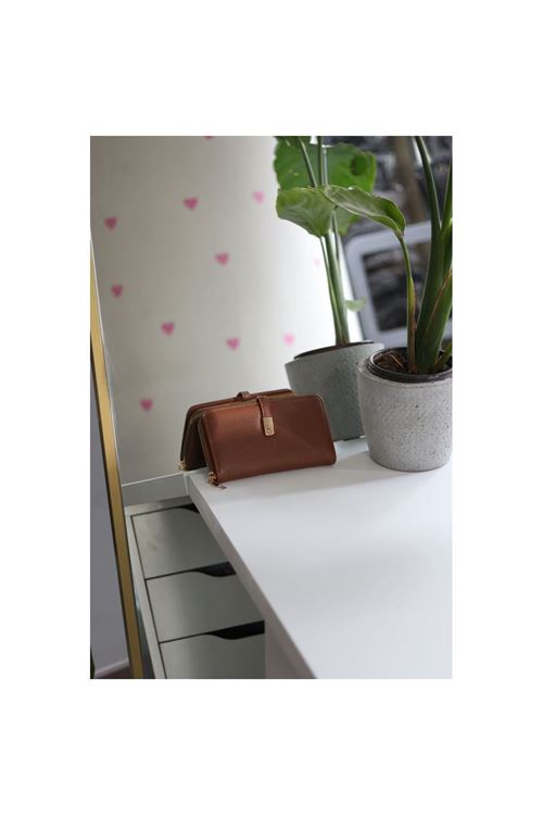 Kadın Taba Gold Aksesuar Düğme Detaylı Cüzdan