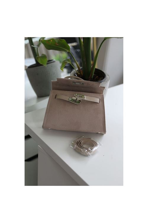 Kadın Vizon Süet Özel Kilit Mekanizmalı El Omuz Çantası