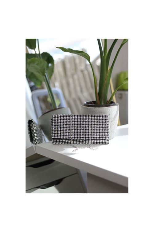 Kadın Silver Taş Dokuma Kapak Detaylı  Slim El Çantası