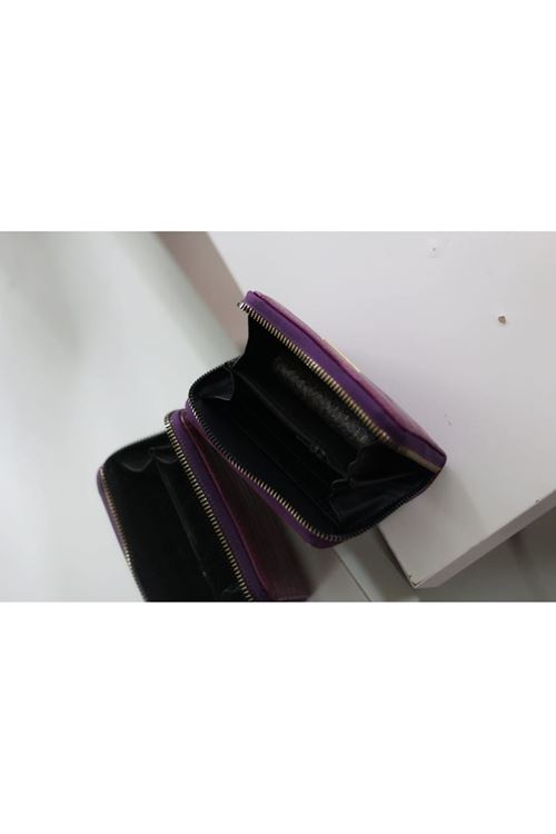 Kadın Mor Kroko Mini kartlık Cüzdan