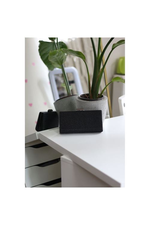 Kadın Siyah Simli Kumaş Dikdörtgen Kasa Abiye El Çantası