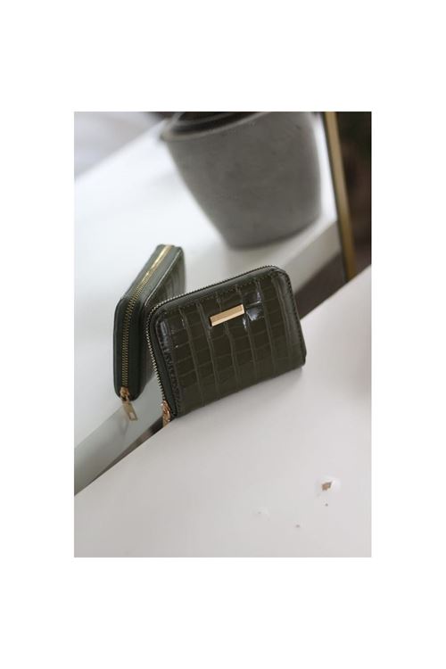 Kadın Haki Kroko Mini kartlık Cüzdan