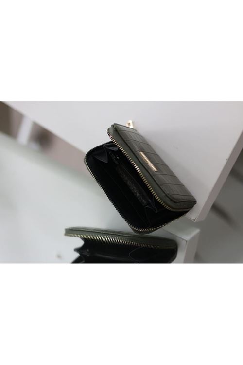 Kadın Haki Kroko Mini kartlık Cüzdan