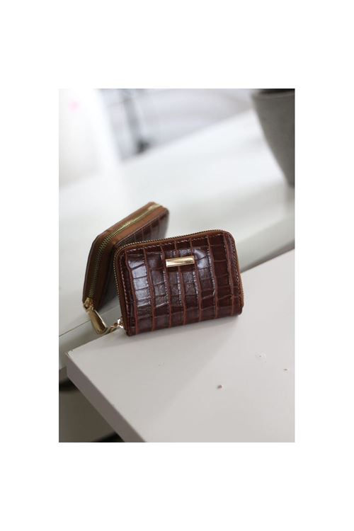 Kadın Taba Kroko Mini kartlık Cüzdan