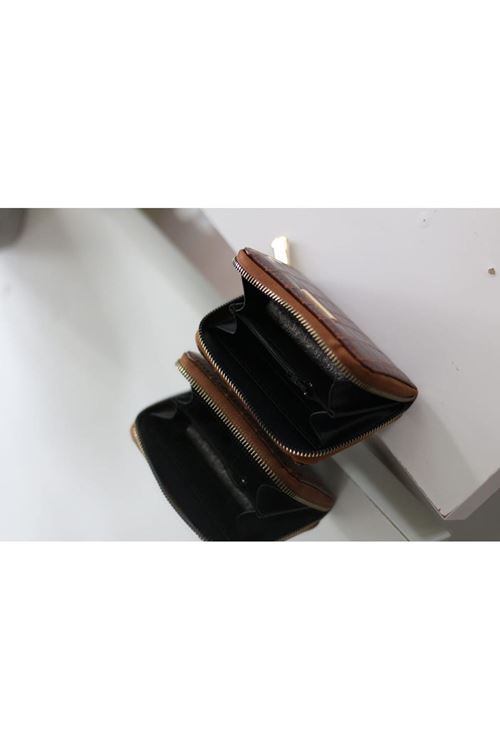 Kadın Taba Kroko Mini kartlık Cüzdan