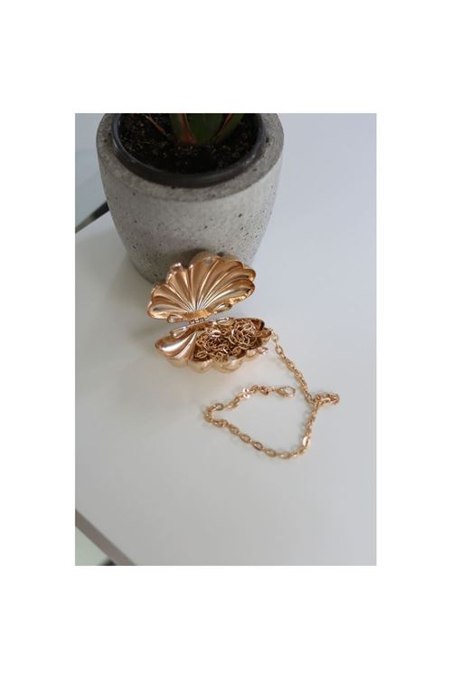 Gold İstiridye Mini Charm Çanta Aksesuarı