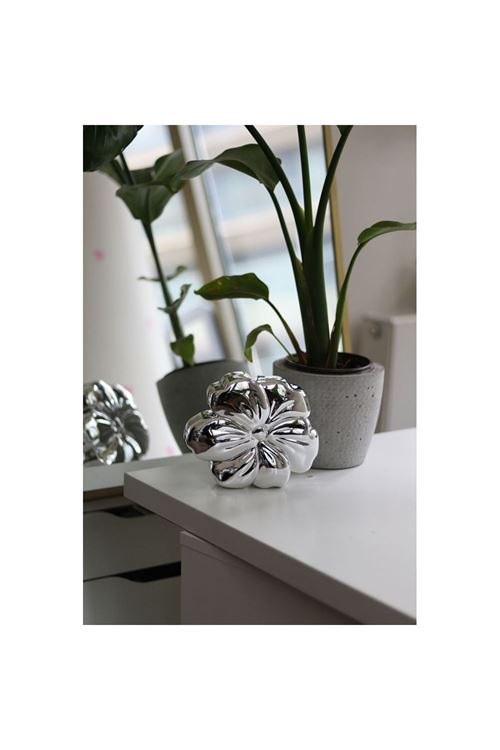 Kadın Silver Kaplama Çiçek Desenli Abiye Çanta