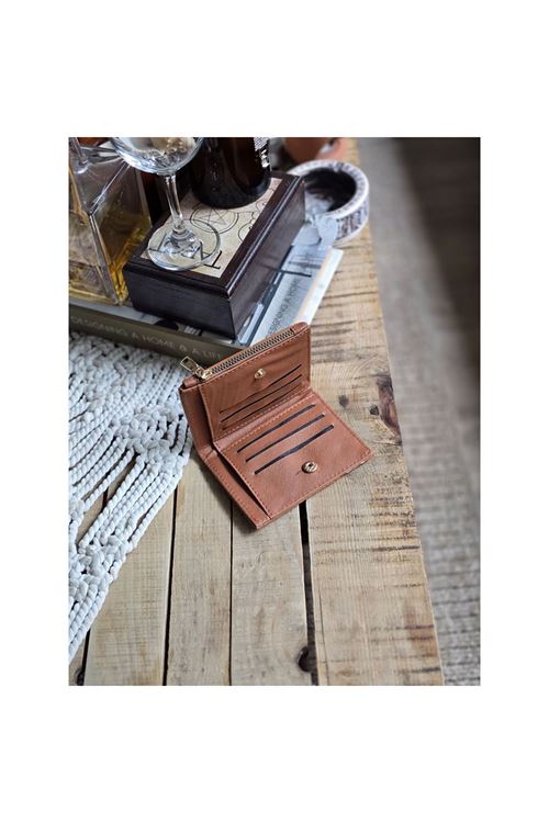 Taba Dokuma Desen Kare Kartlık Detaylı Cüzdan