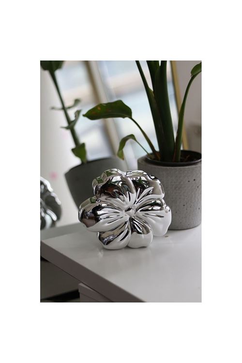 Kadın Silver Kaplama Çiçek Desenli Abiye Çanta