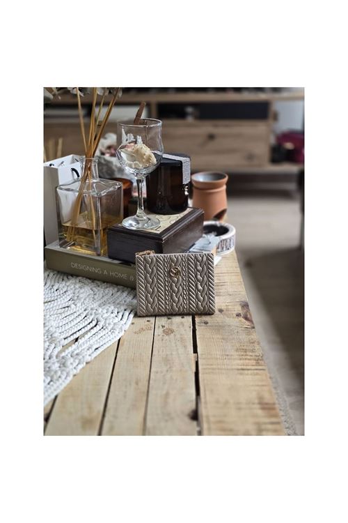 Vizon Dokuma Desen Kare Kartlık Detaylı Cüzdan