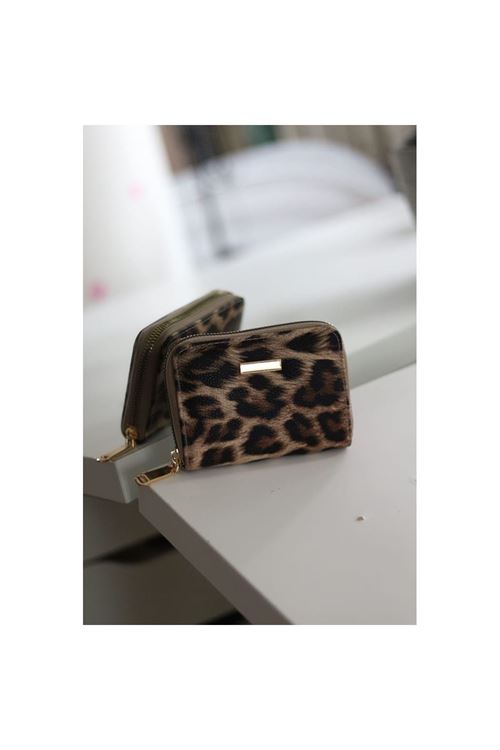 Kadın Leopar Kroko Mini kartlık Cüzdan