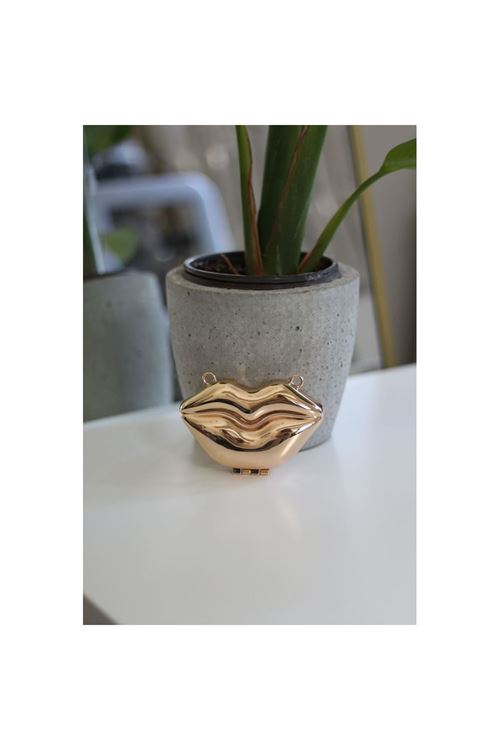 Gold Dudak Mini Charm Çanta Aksesuarı