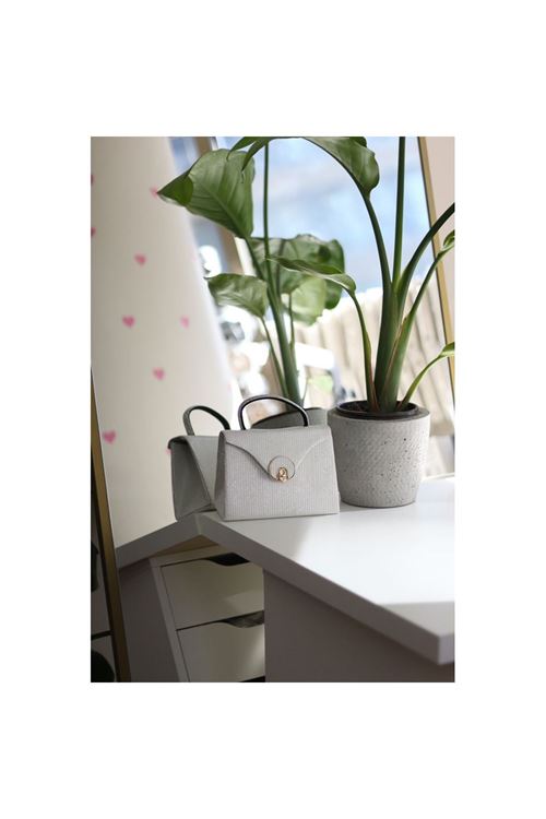 Beyaz Simli Oval Gold Aksesuarlı Taşlı Tutma Kulplu Abiye El Çantası