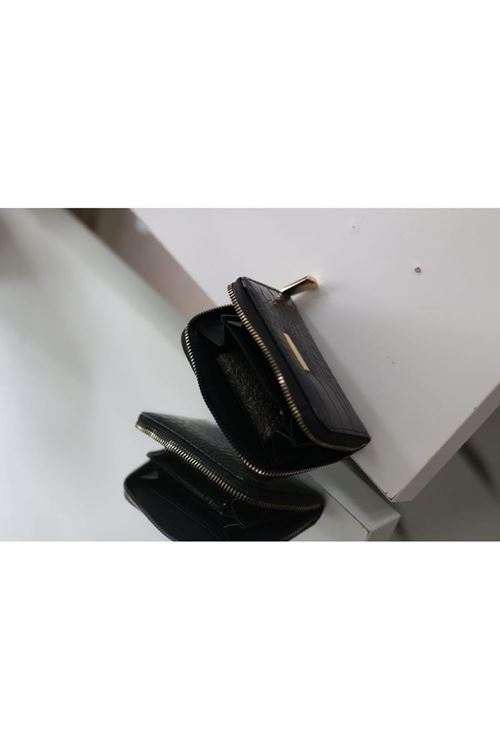 Kadın Siyah Kroko Mini kartlık Cüzdan