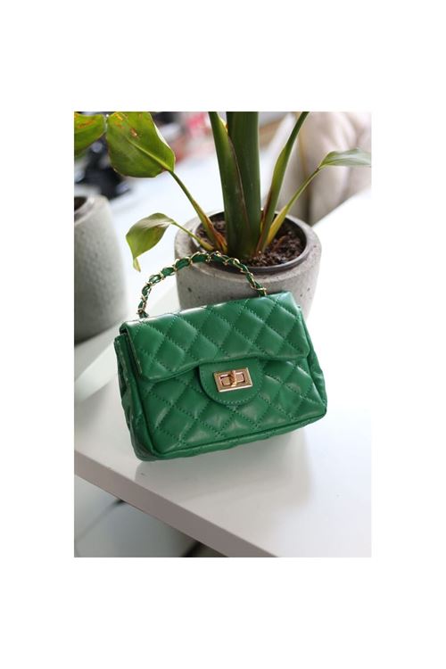 Kadın Yeşil Zincirli Kapitone Çanta