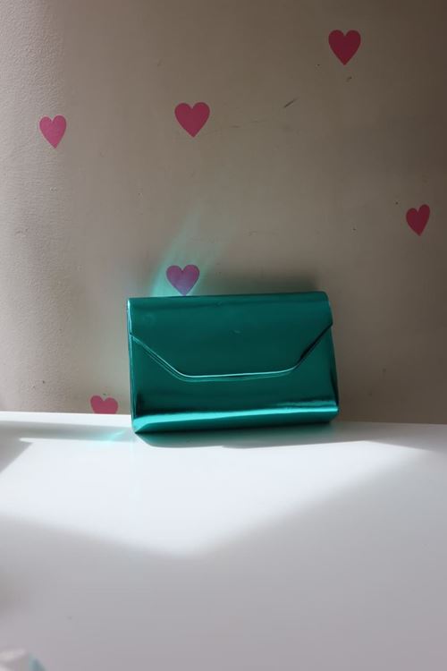 Turkuaz Parlak Mini Omuz Çantası